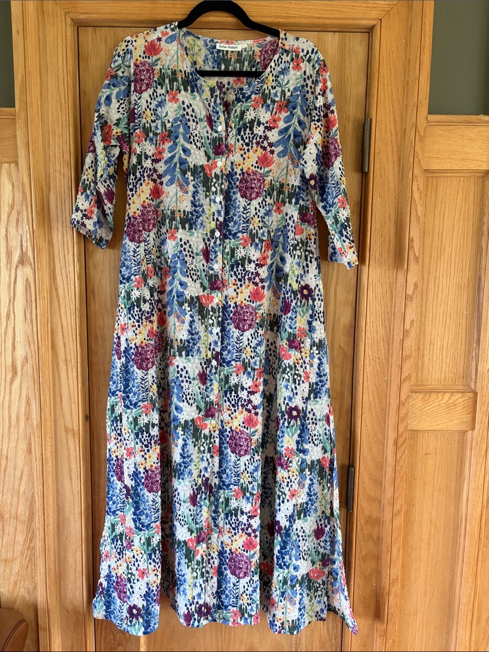 Roller Rabbit womens Floral Maxi Dress with Button Front - Multicolor